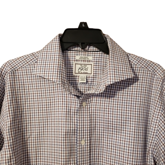 JoS A Bank White Blue Red Plaid Button Up Men's Shirt Sz M (16.5 - 34 ) - Picture 4 of 4